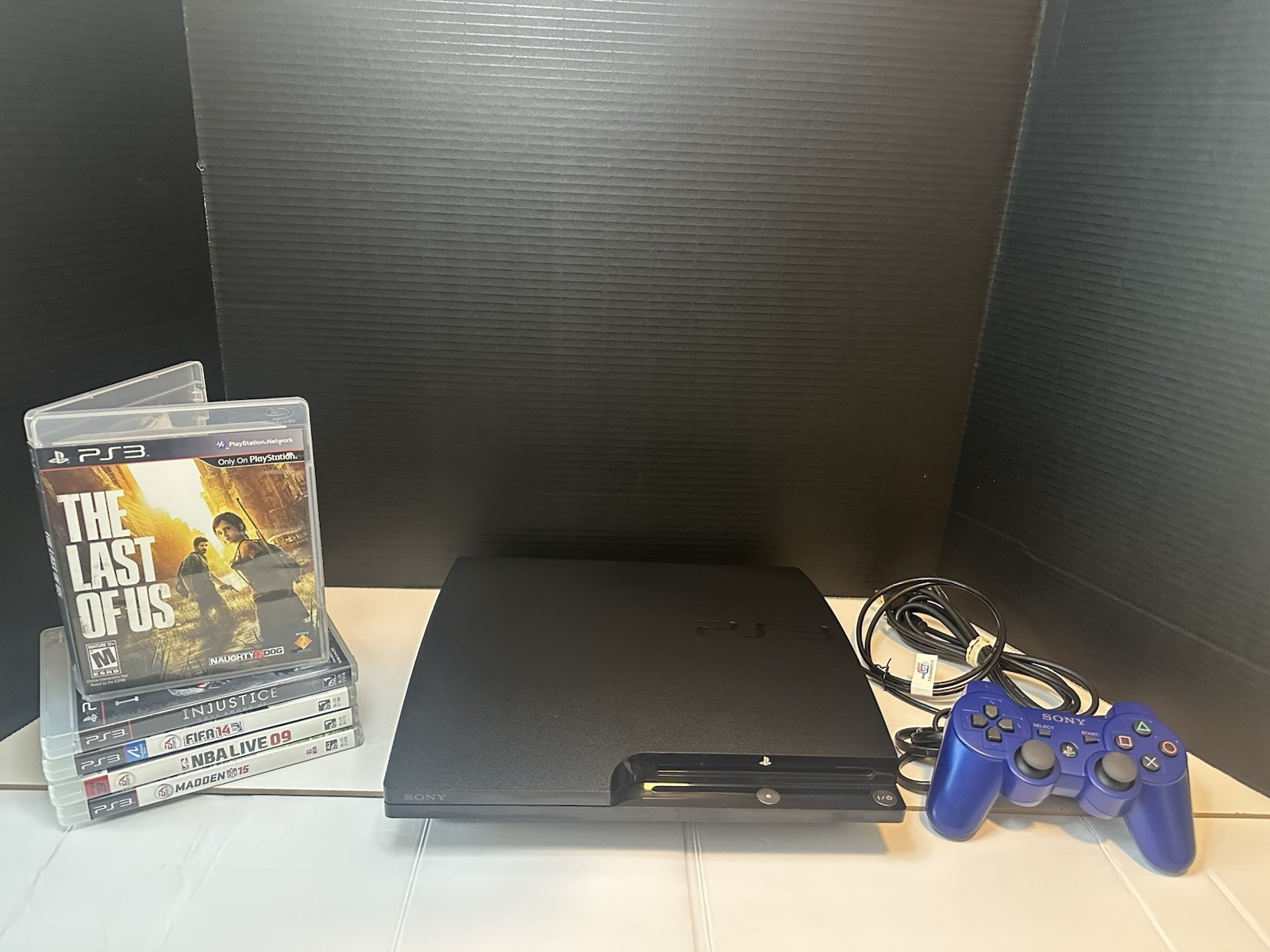 Sony PlayStation 3 PS3 Slim 240GB SSD Bundle Blue Controller Restored