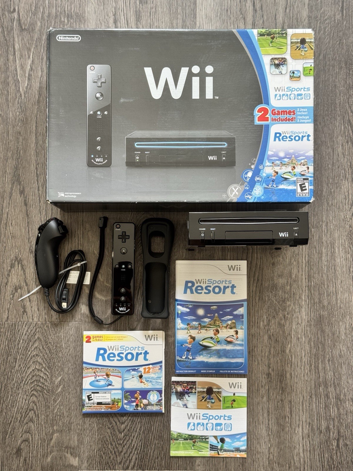 Nintendo Wii With Wii Sports + Wii Sports Resort Black Console | Complete Tested
