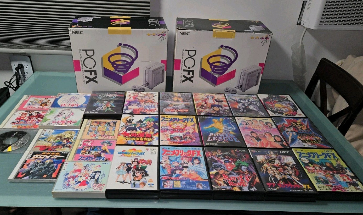GAME COLLECTION 2 PC-FX Consoles In Box + OVER 25 GAMES Some R RARE GAMES READ!