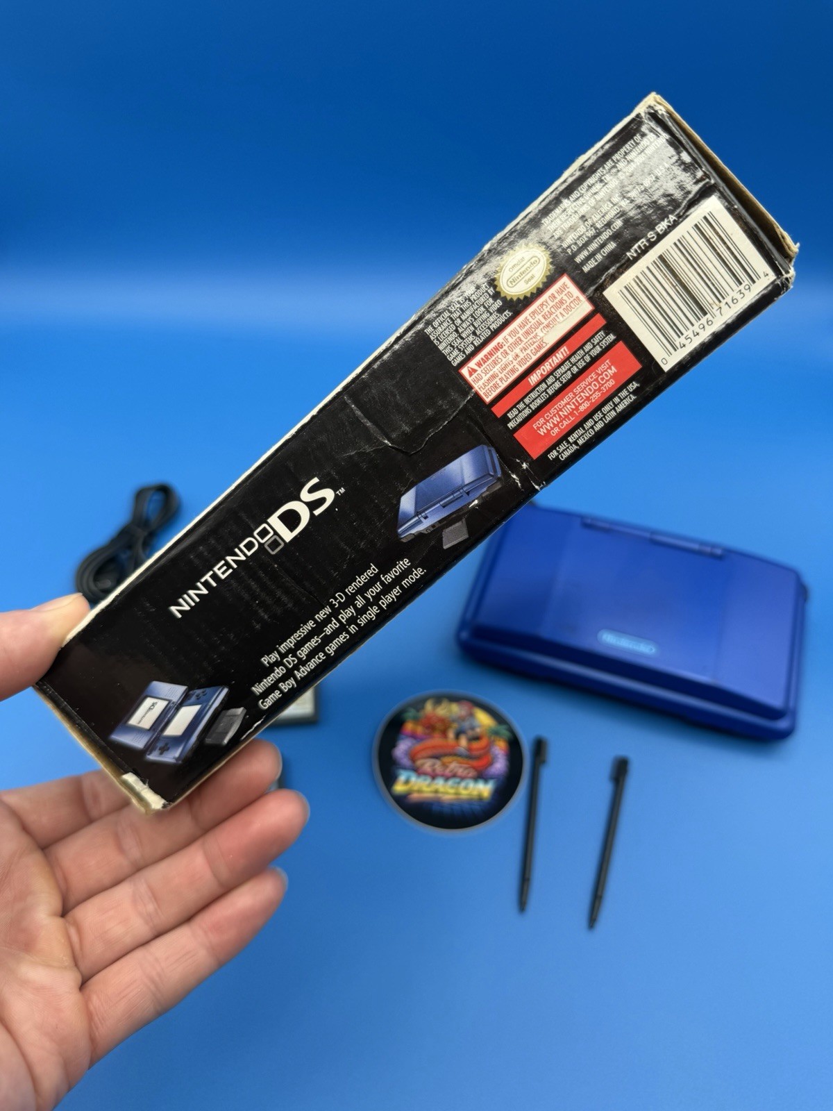 Used – Nintendo DS Launch Electric Blue Console NTR-001 – Box Included No Manual