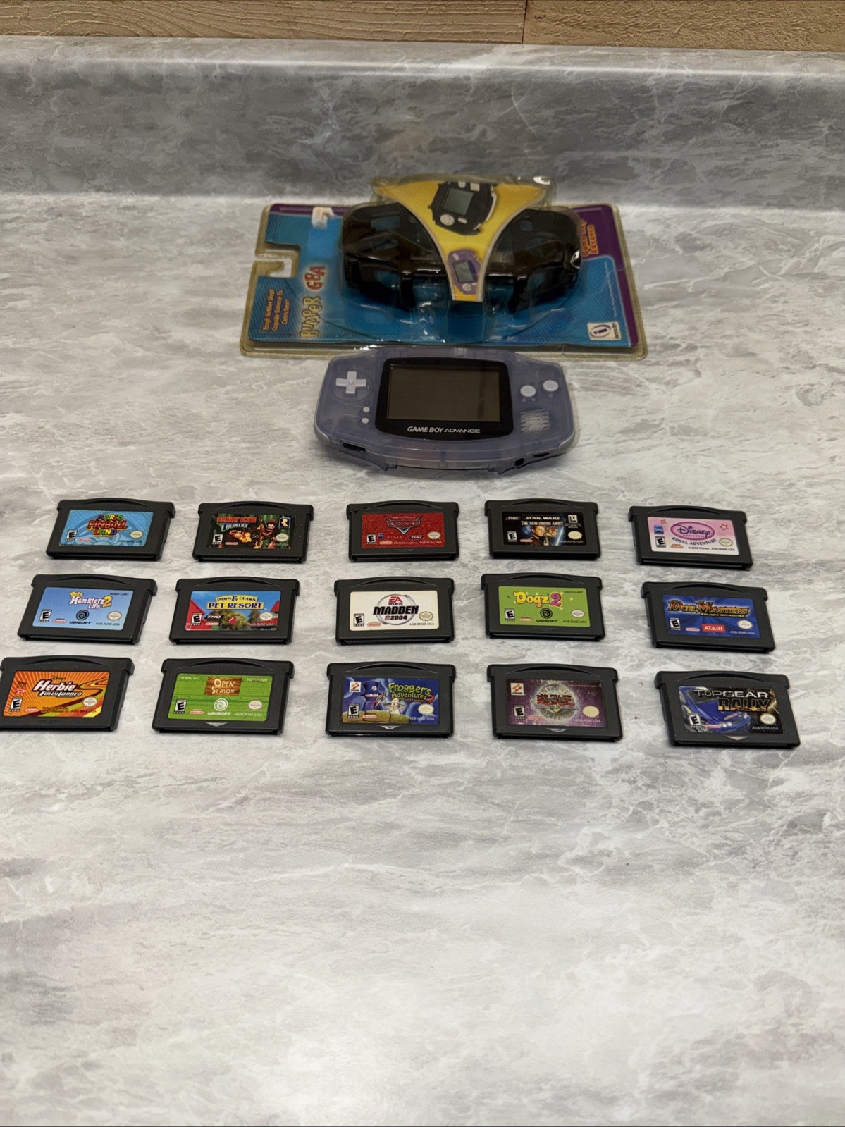 Nintendo Game Boy Advance Console System – Clear Glacier Bundle 15 Games And Acc