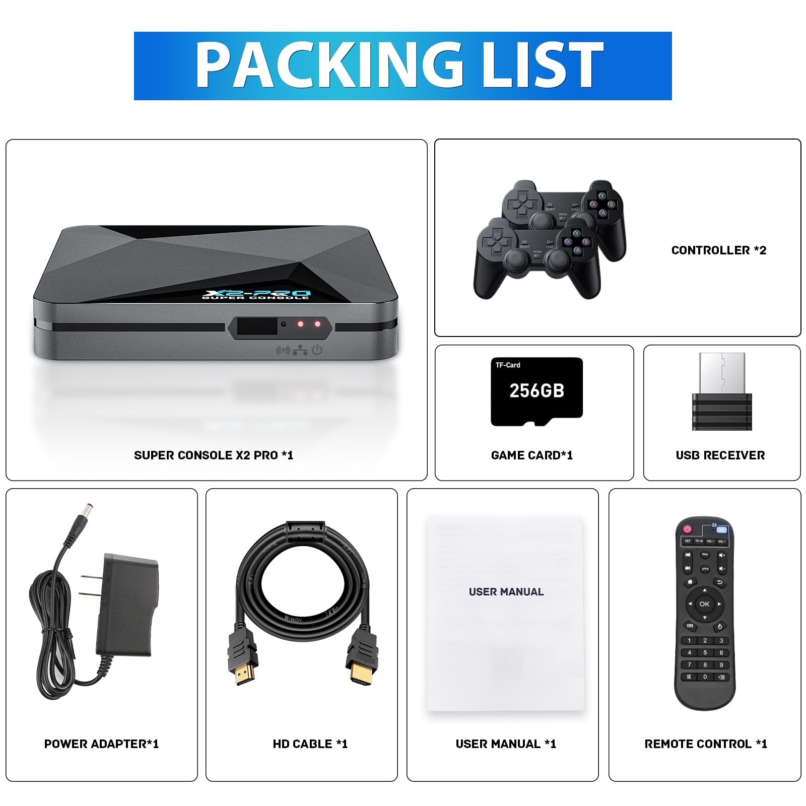 Kinhank Retro Game Console Super Console X2 Pro Builtin 65000+ Games, Video G…