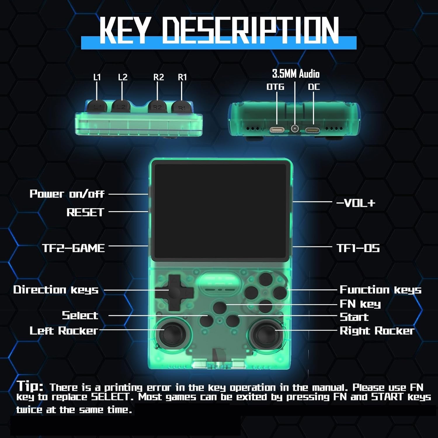 R40S Pro 30,000 in 1 Handheld Game Console, 3.5 inch IPS Screen, 256G TF Card