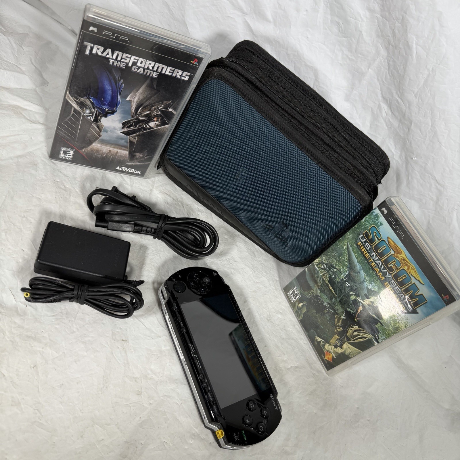 Sony PlayStation Portable (PSP)-1001 2 Games, Charger, And Accessories, Tested