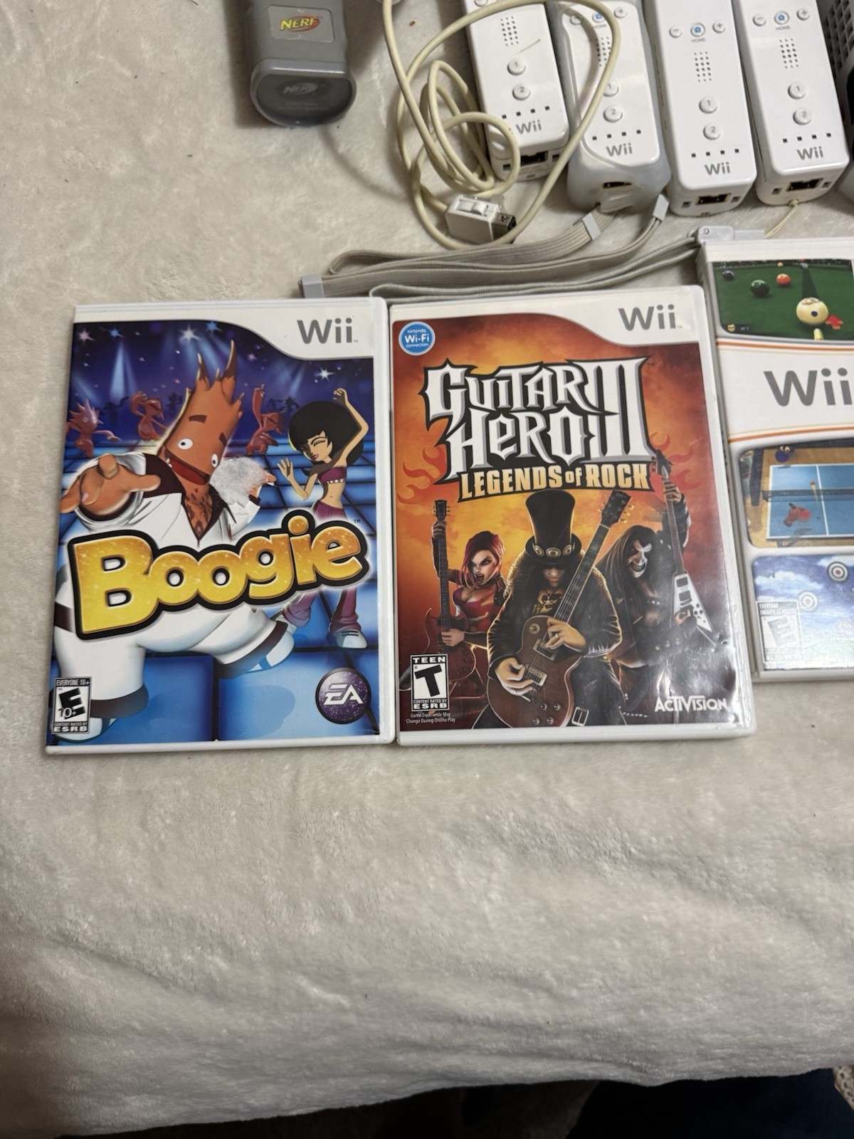 Nintendo Wii Console Bundle 4 Remotes 5 Games Nerf Sports Set Wii Play