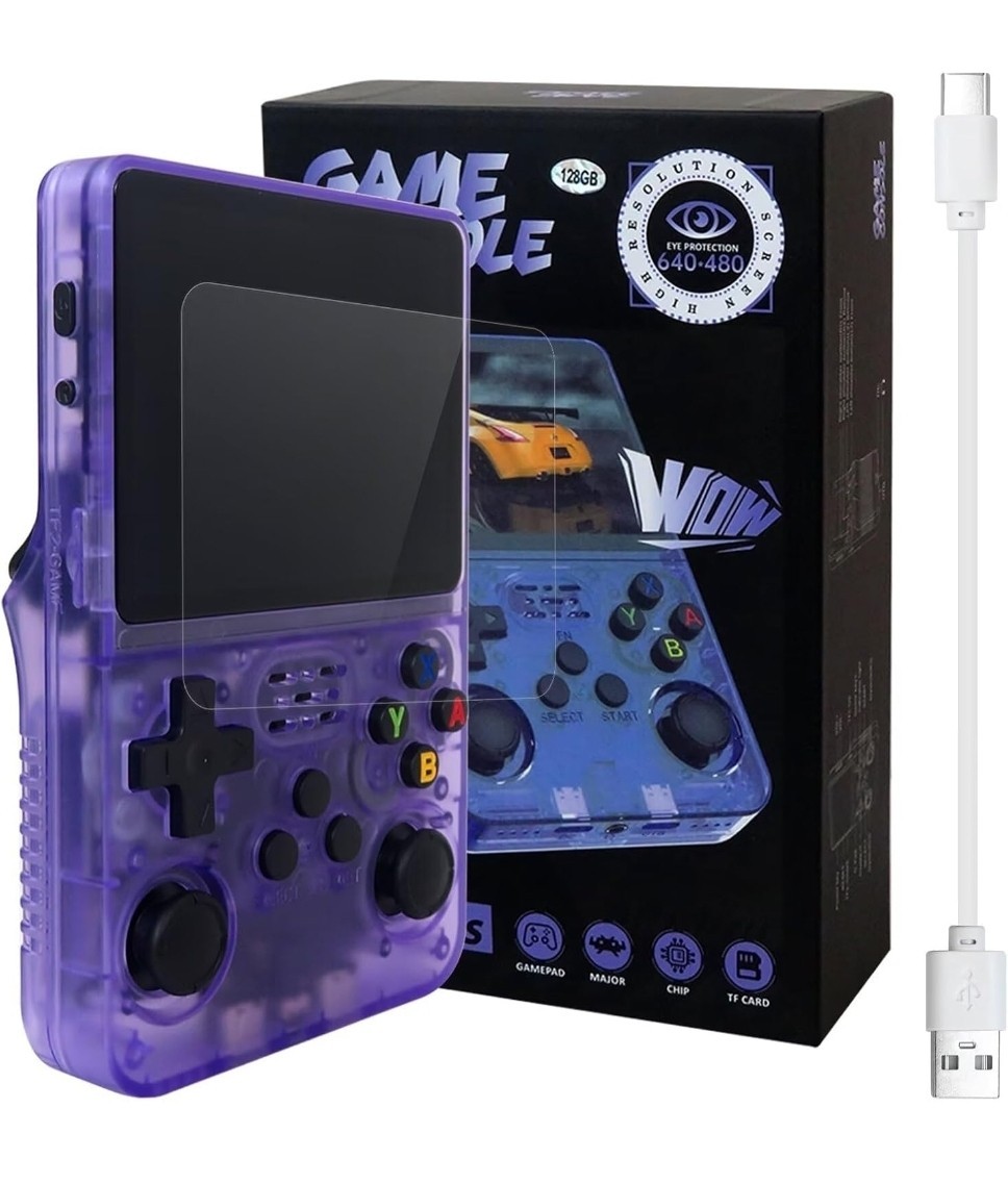 R36S Handheld System 128GB Purple 3.5″ HD Screen Wi-Fi Open Source