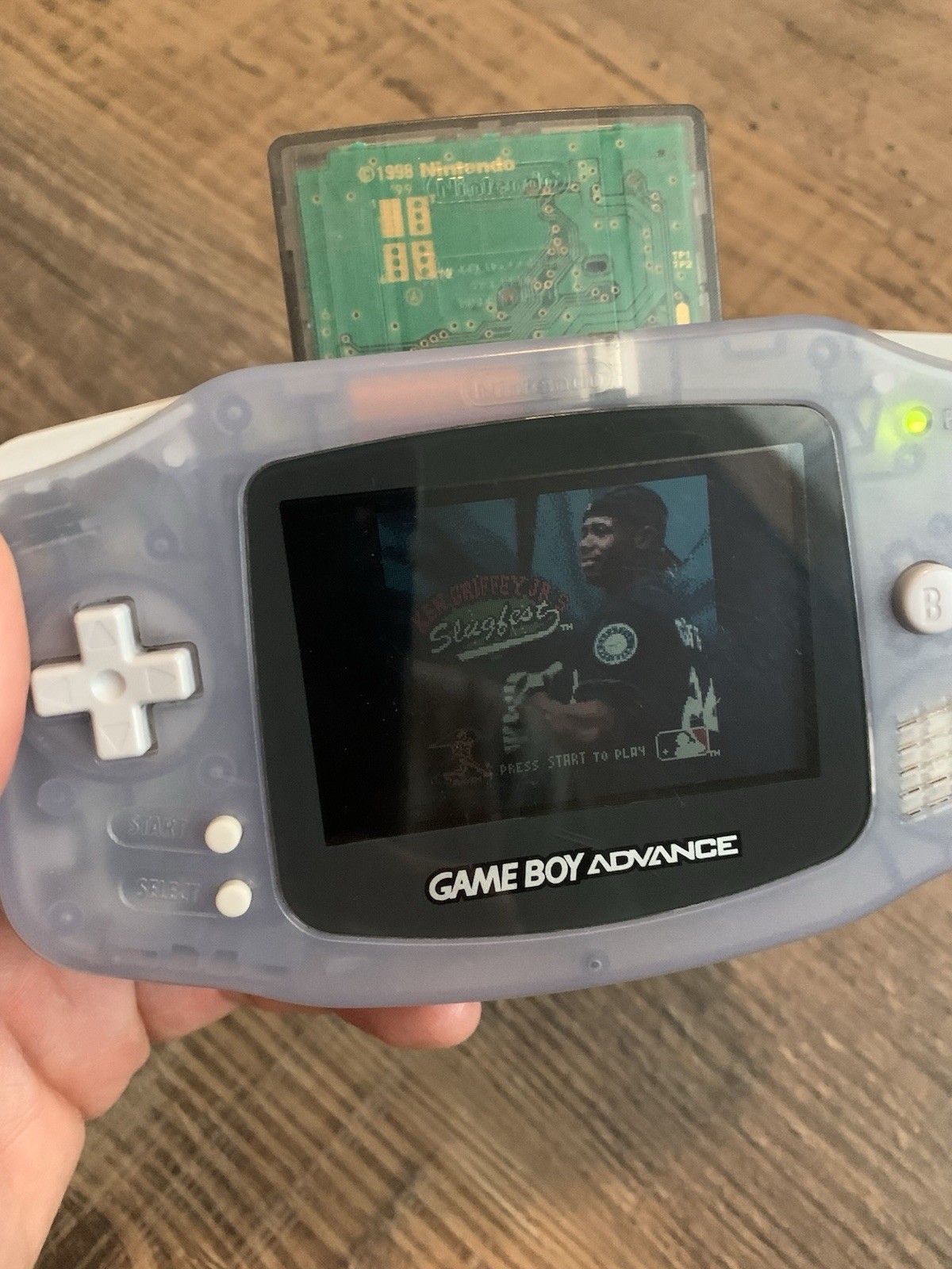 NICE Nintendo Game Boy Advance Clear Glacier AGB-001 Console + Games & Batteries