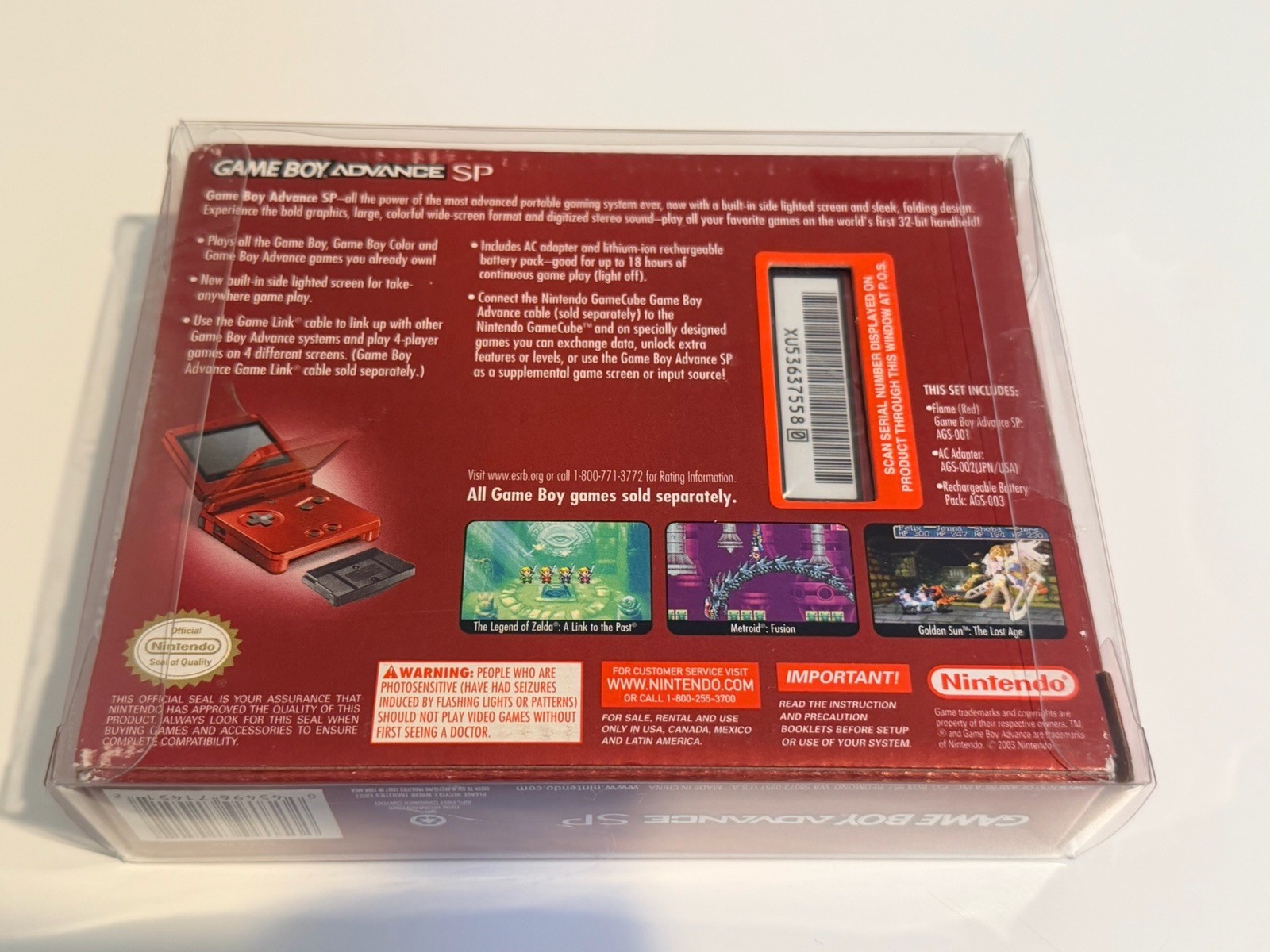 NIB Nintendo Game Boy Advance GBA SP Red Handheld Game System