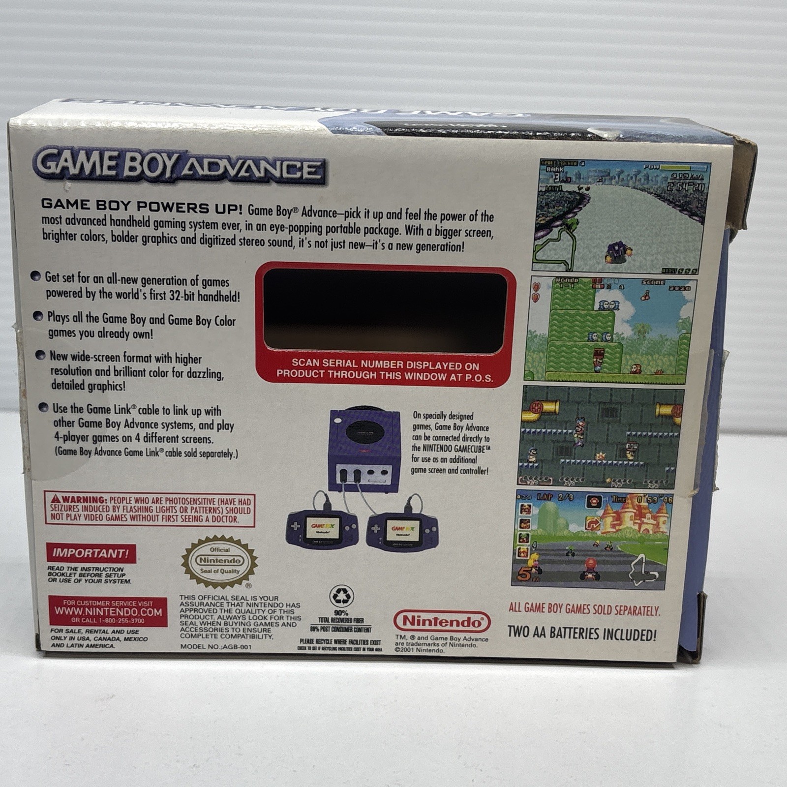 Nintendo GameBoy Advance Glacier Console w/ Box + Pokémon Sapphire JP Tested GBA
