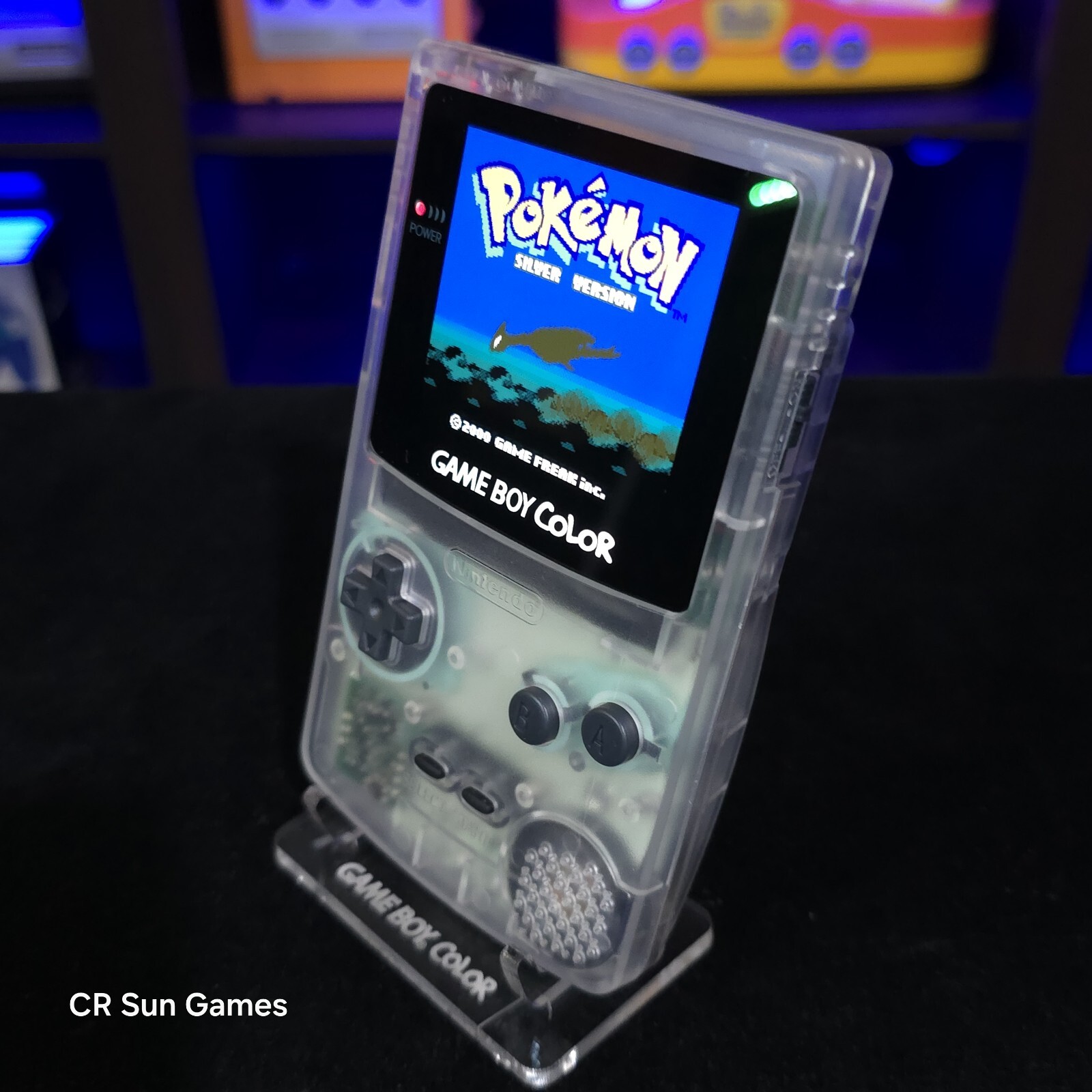 Clear Gameboy Color Console OLED Touch Screen With USB-C Rechargeable Battery
