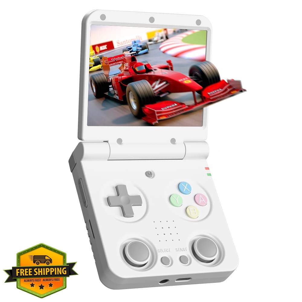 Miyoo Flip V2 Retro Handheld Console, 3.5″ IPS Screen White