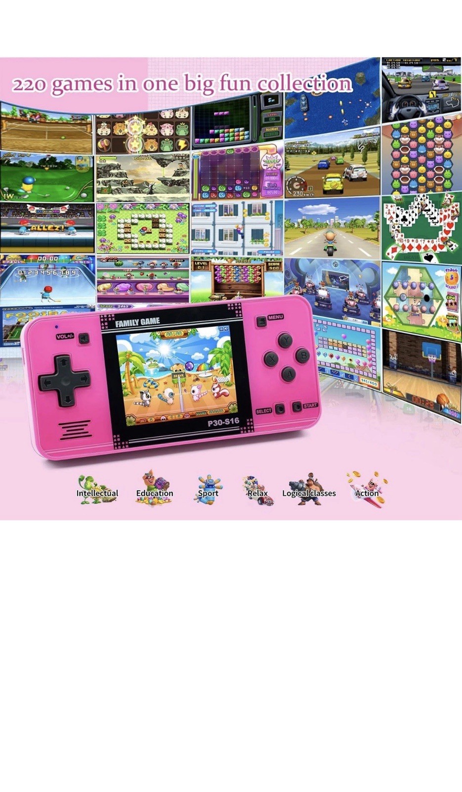Handheld Game for Kids -Preloaded 220 Retro Video Games, Portable Gaming Play…