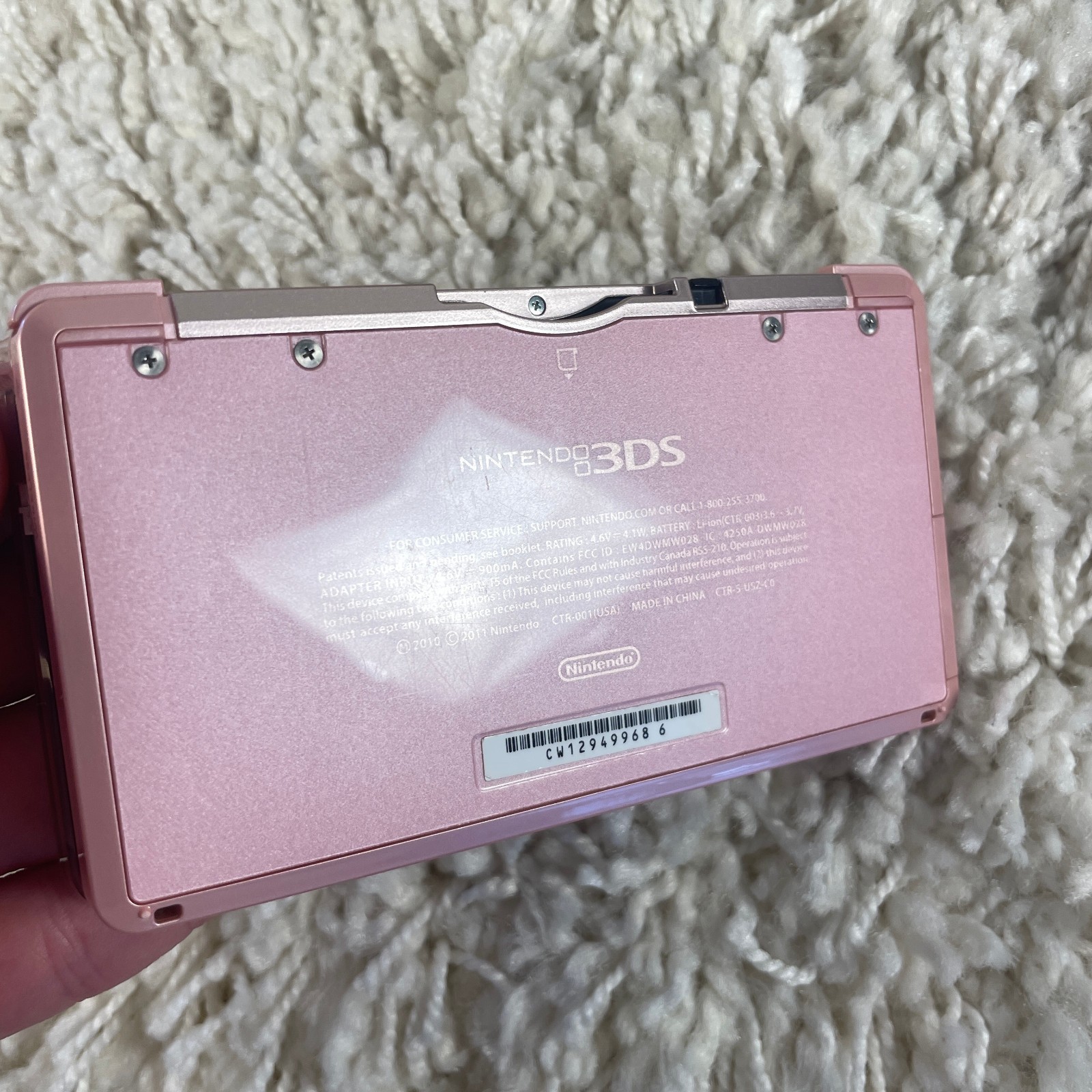 Nintendo 3DS Pearl Pink Handheld Handheld Console System CTR-001 Tested