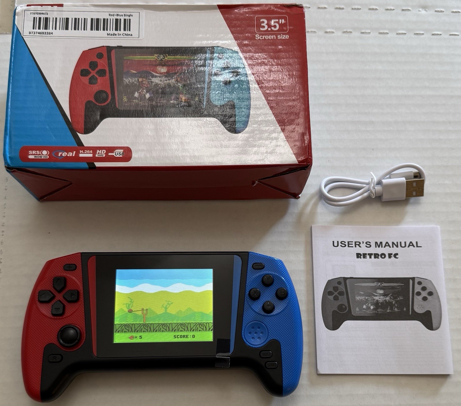 Retro FC Handheld Video Game Console, 400 Games, 3.5” Screen, Open Box Cond!
