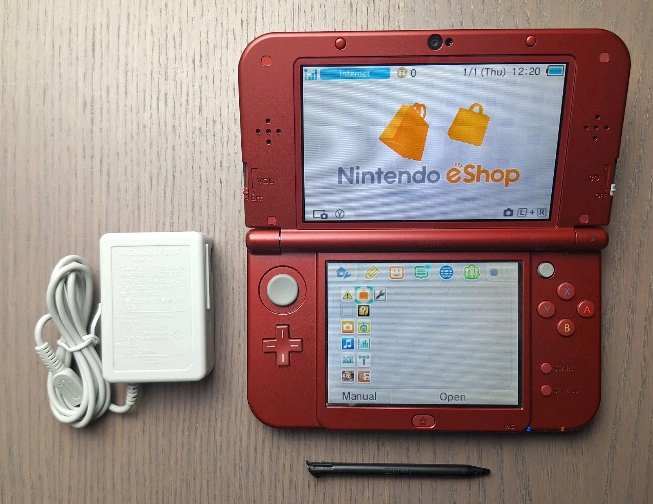 New Nintendo 3DS XL Metallic Red Charger + 32GB SD Card | Region Free