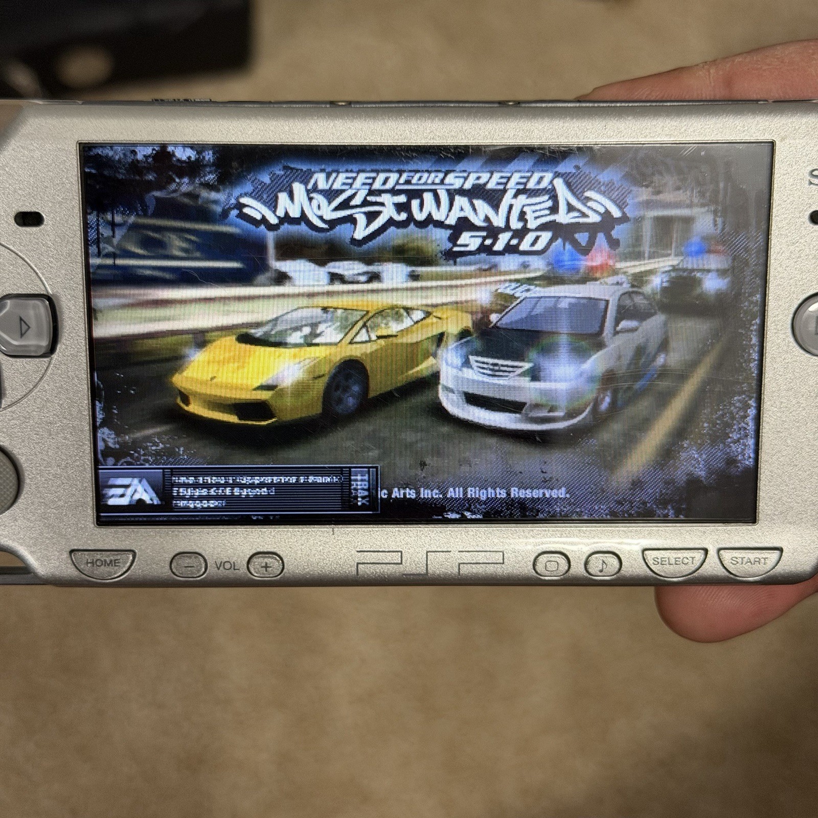 Sony PlayStation Portable Silver PSP-2001 w/ Memory Card and Game [TESTED/WORKS]
