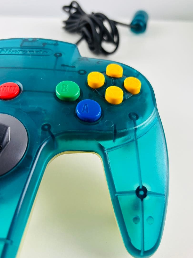 Nintendo 64 Clear Blue Console Set Tested Controller AV Power Adapter JP