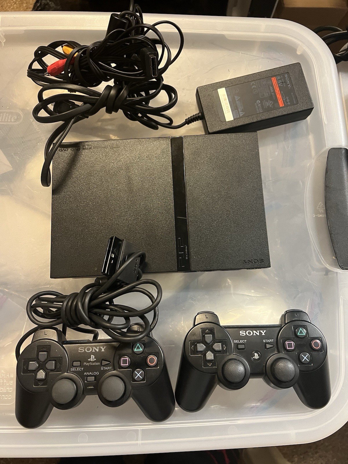 PlayStation 2 PS2 Console Slim Black + 2 Controllers + Cords+ Memory card