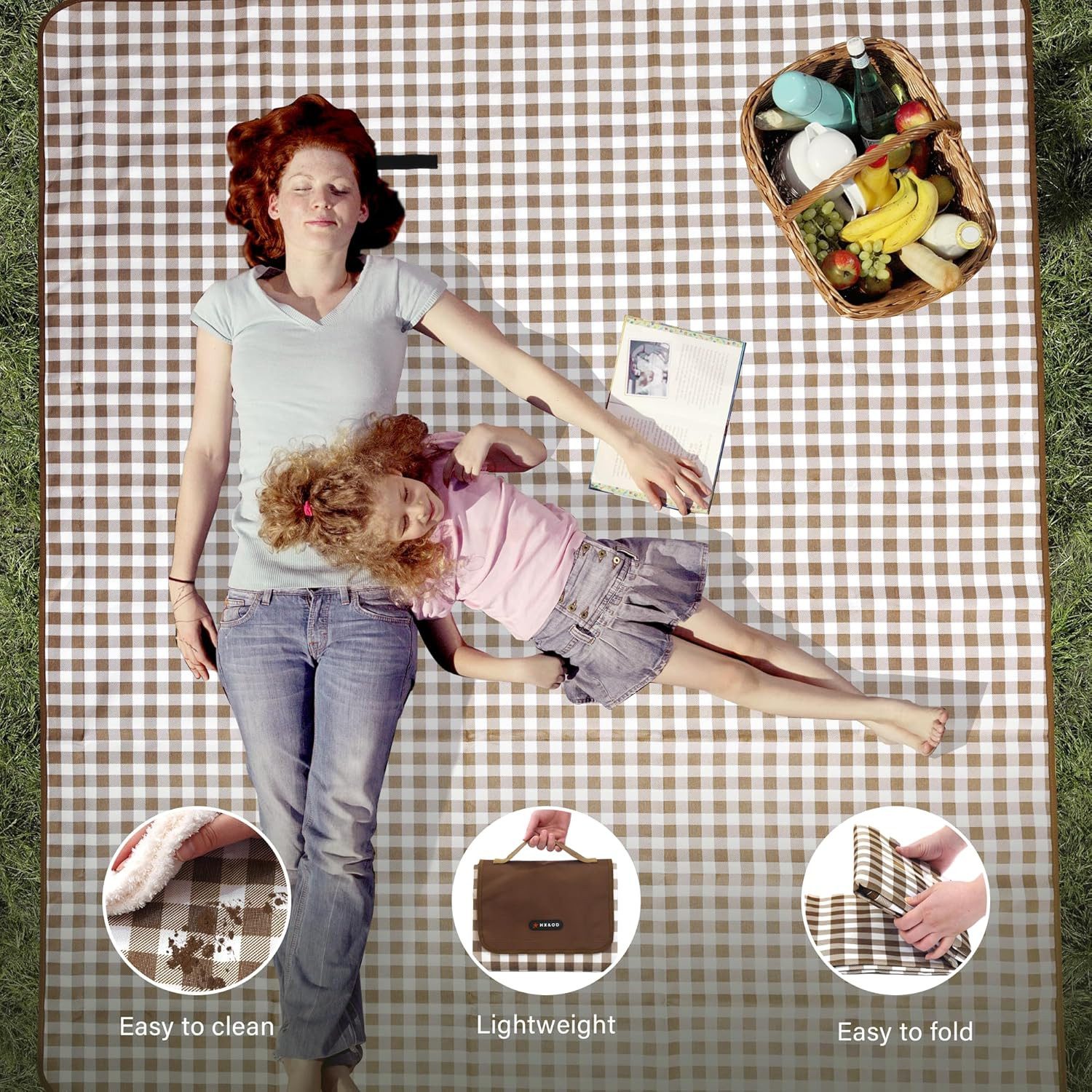 Outdoor Picnic Blanket 80″X80″ Picnic Mat Extra Large Camping Blanket Beach Blan