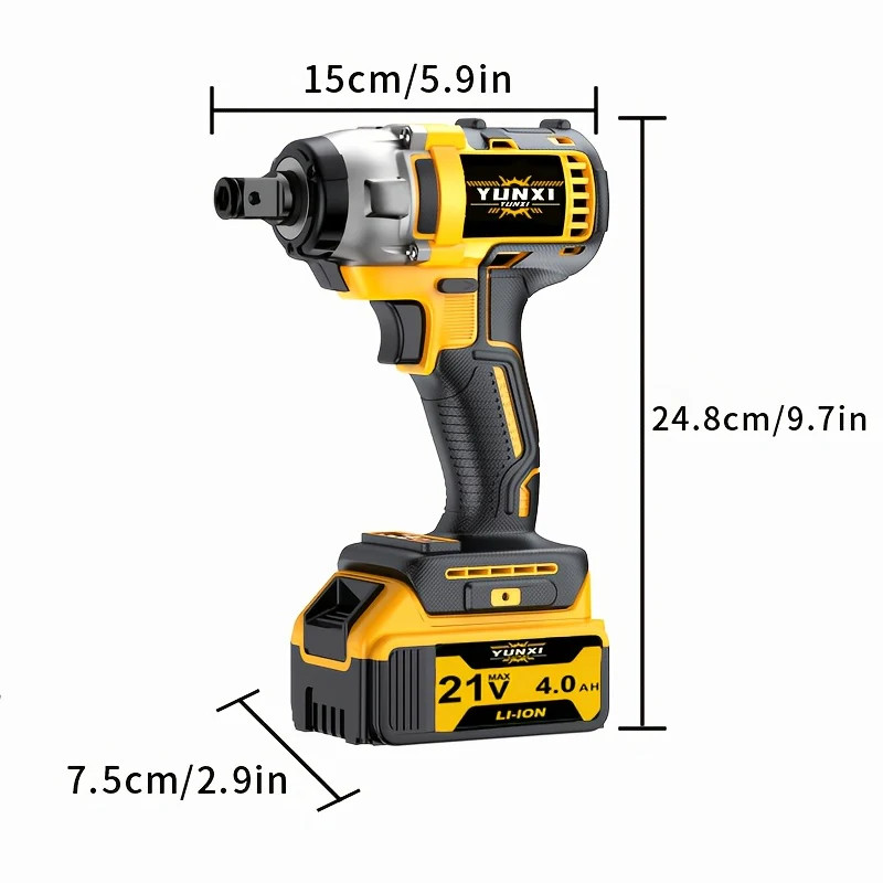 Llave de impacto inalámbrica de 21 V, llave de impacto de alto par, kit de herra