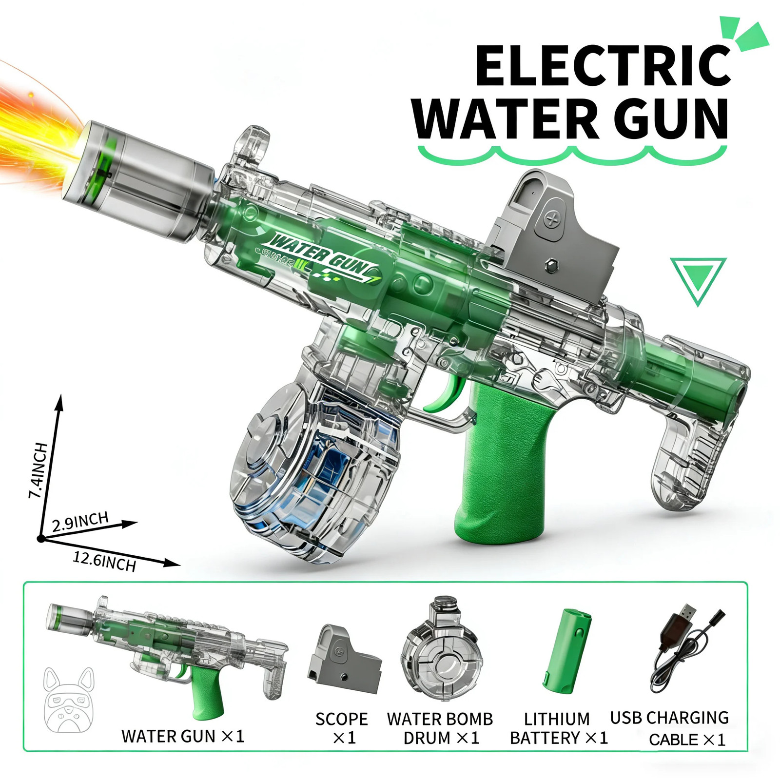 Simulated Firing and Recoil Electric Water Gun Toys Children Automatic Sensor Li