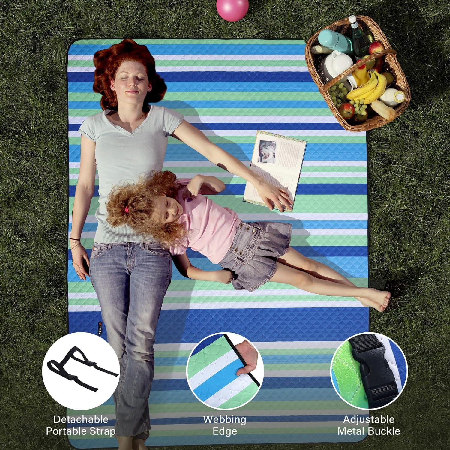 Extra Large Picnic Blanket Outdoor 80”X80” Waterproof Picnic Mat Foldable 3-Laye