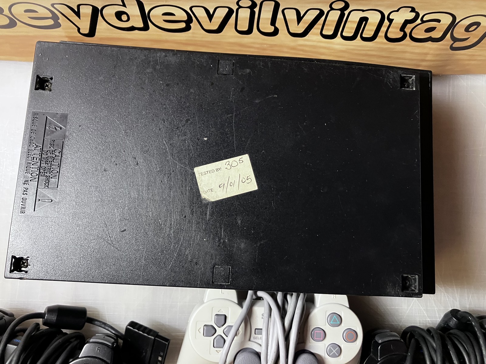 Vintage Sony PlayStation 2 Console SCPH-39001 For Parts Lot 4 Controllers Bundle