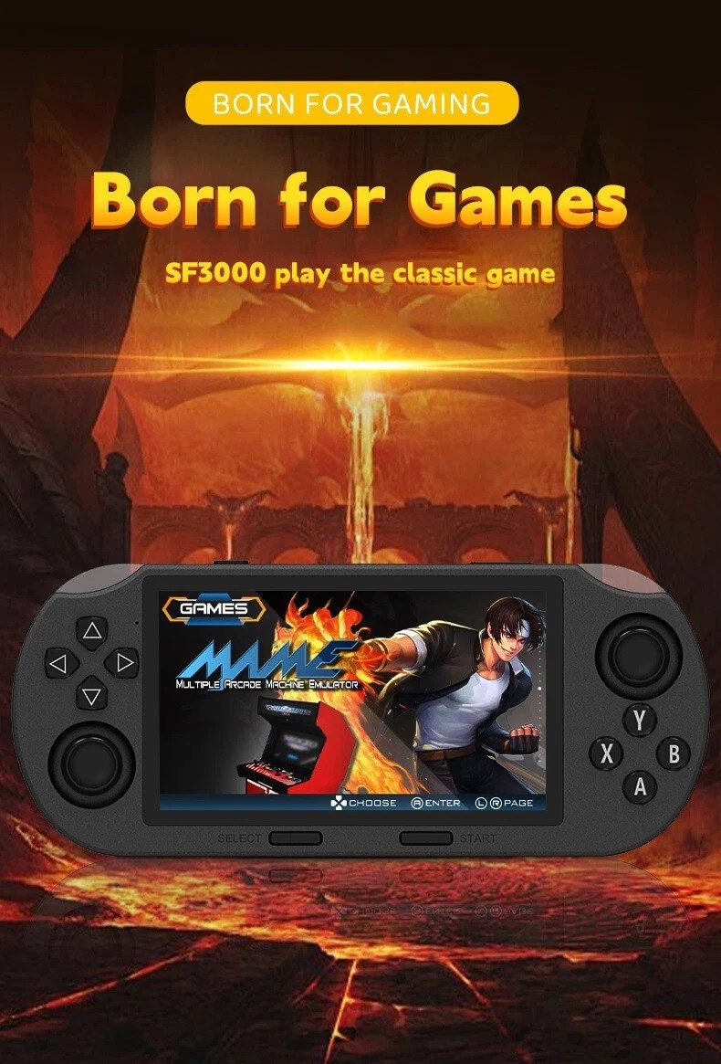 New SF3000 Retro Game Handheld Console Player Emulator 4.5 Inch With 20000 Games