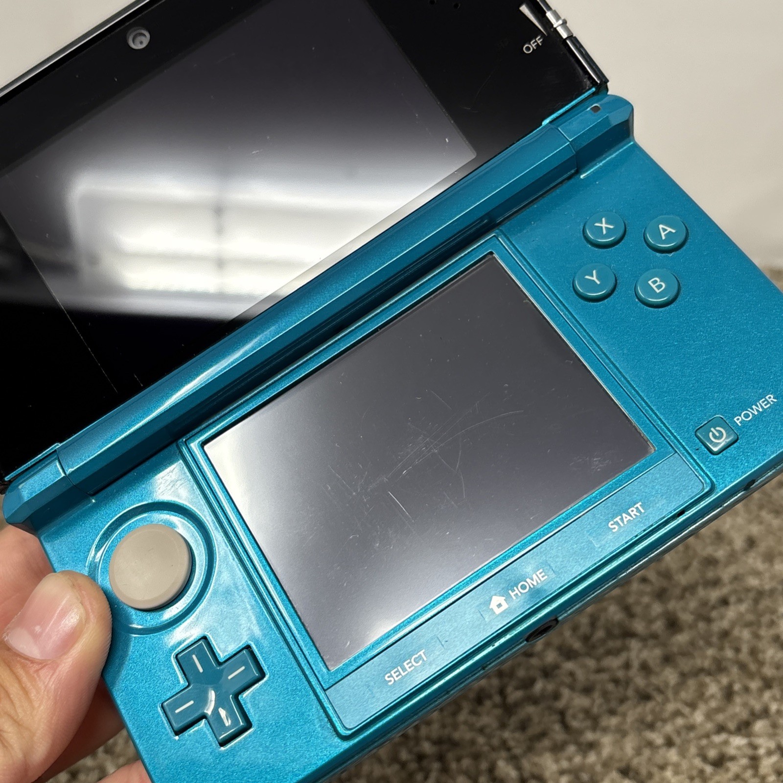 Nintendo 3DS Handheld System Aqua Blue With Charger Tested Working