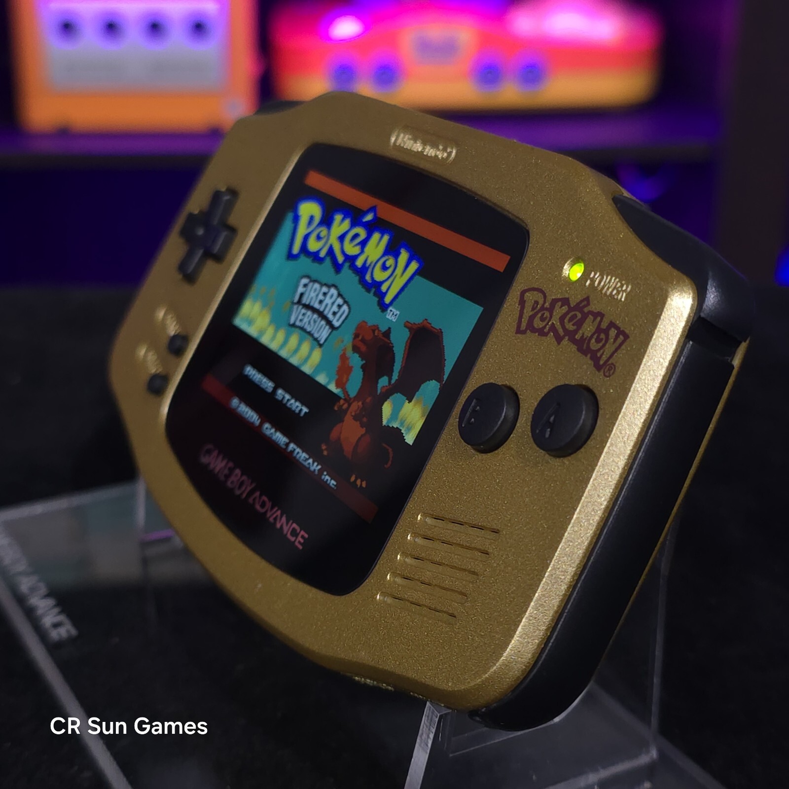 Gold Pokemon Game Boy Advance GBA Console with iPS V5 Backlight Backlit LCD MOD
