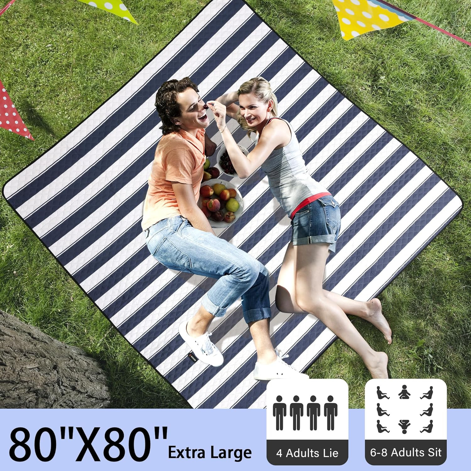 Outdoor Picnic Blanket Extra Large, 80”X80” Waterproof Picnic Mat Foldable Campi