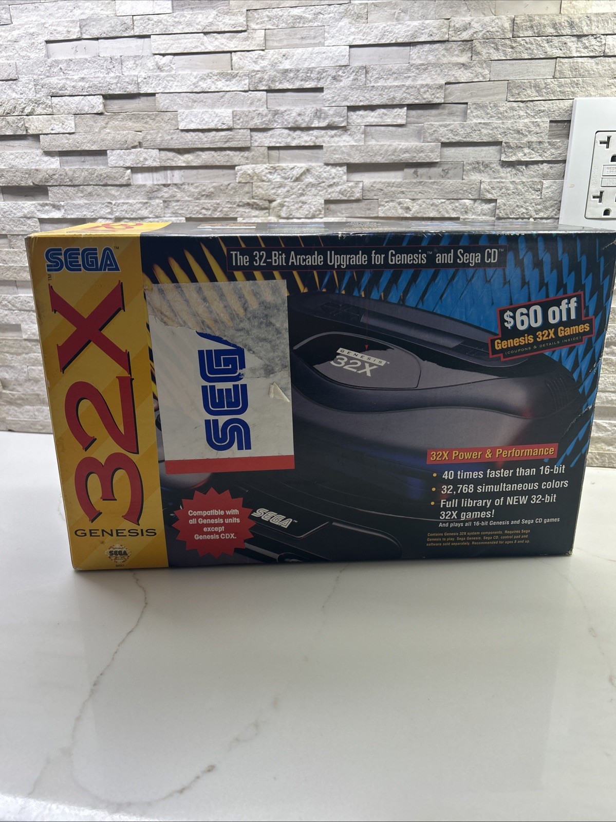 SEGA Genesis 32X Console Black 32-bit Arcade Upgrade RCA w/ Box & Accessories
