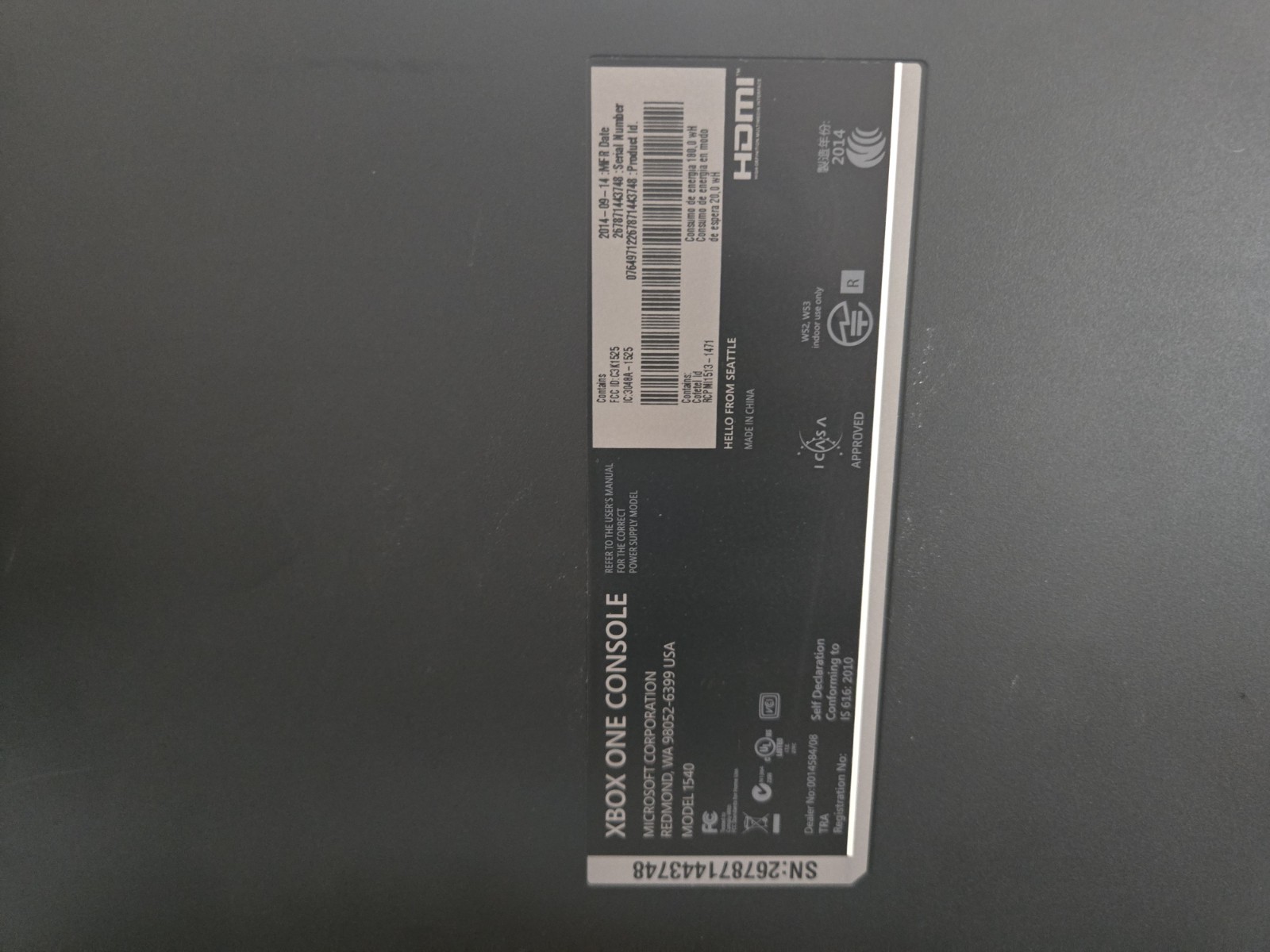 Microsoft Xbox One 500GB Home Console ONLY – Black (1540) – Great Condition