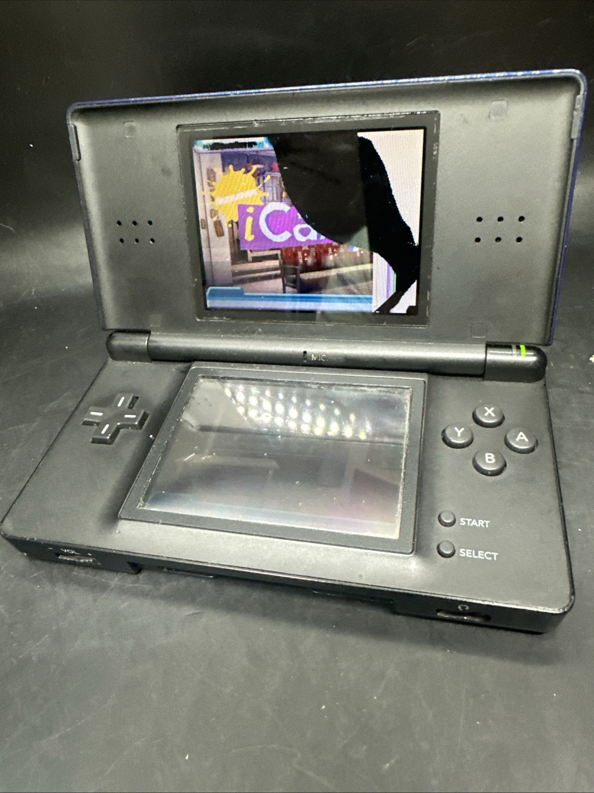 Nintendo DS Lite Blue Black Dual Screen Handheld Console USG-001 Top Screen Issu