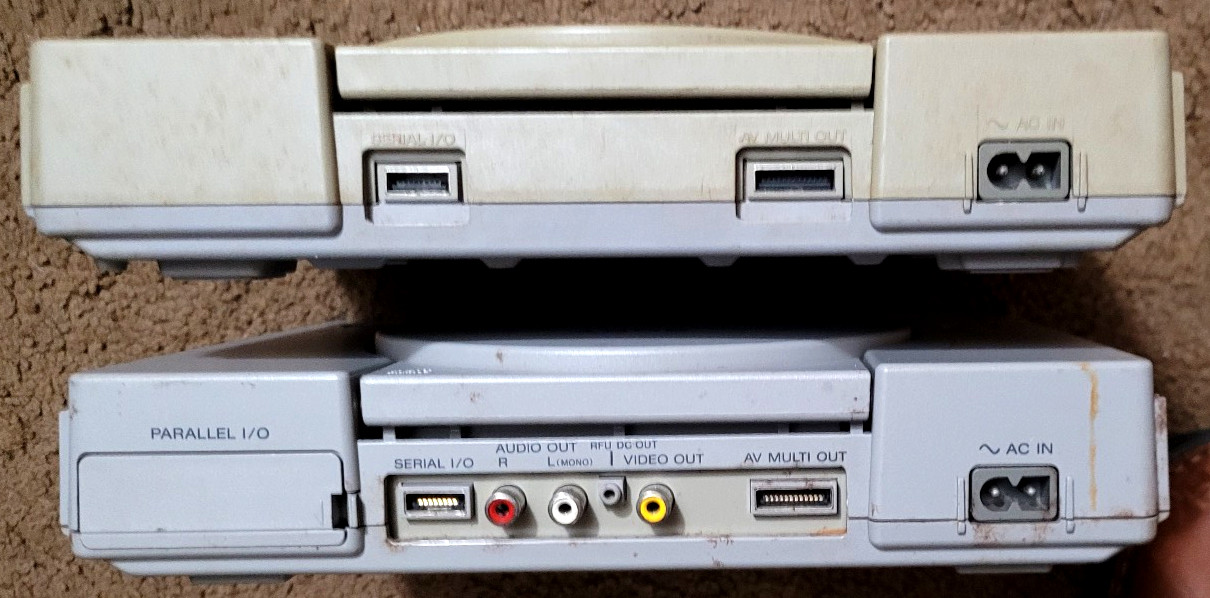 PS1 Bundle(2 consoles,1controller & RCA Cable)(All working).See notes&pics.