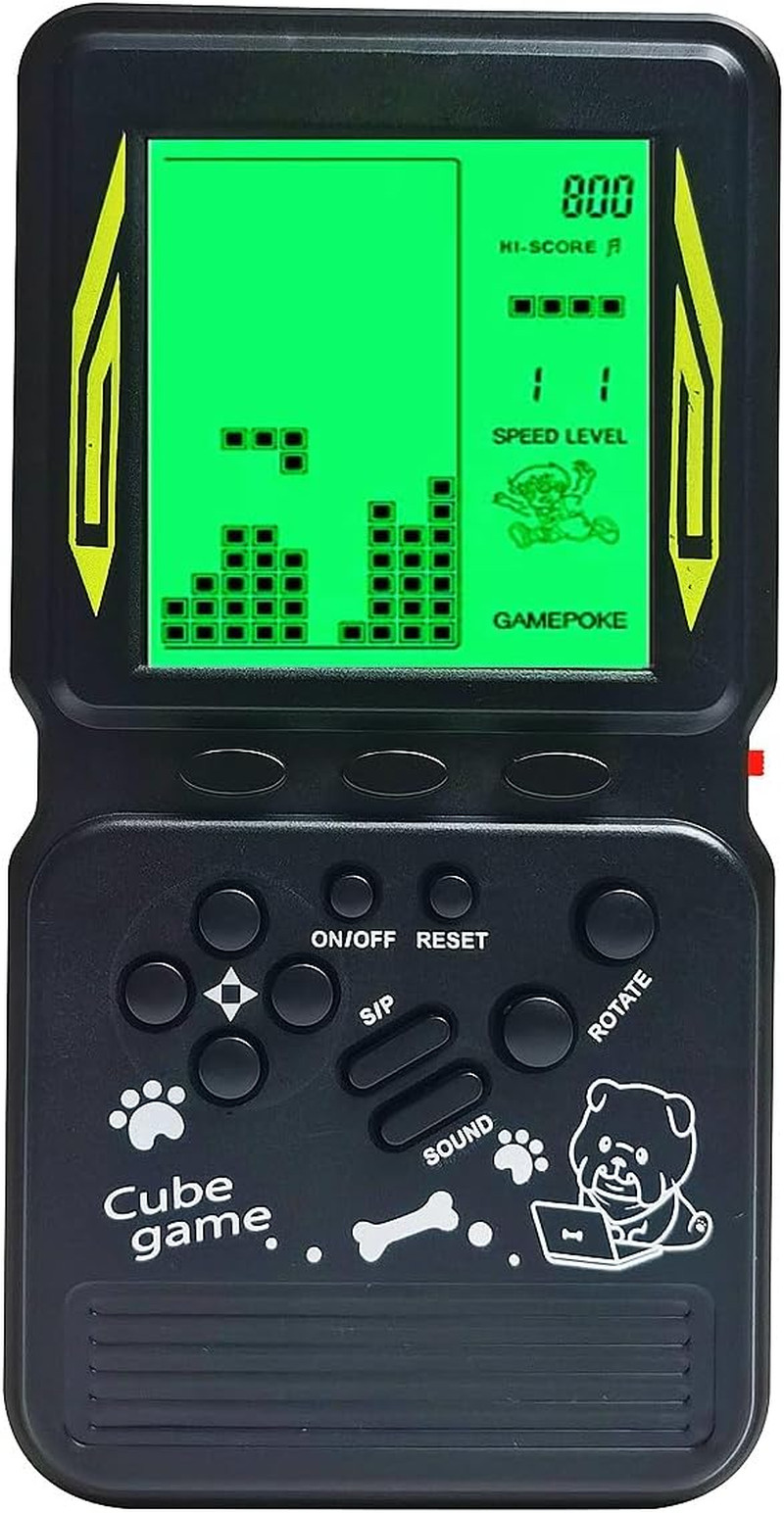 Retro Brick Game Console Large Screen with Green Backlight Built-In 23 Multi-Mod