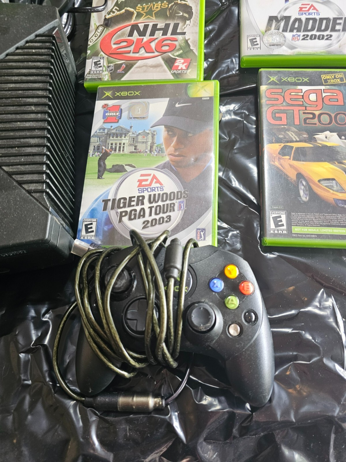 Microsoft Black Video Game Console (Works) with 7 games and 3 controllers
