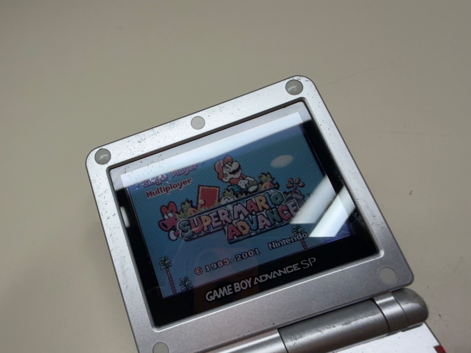 NINTENDO GAMEBOY ADVANCE SP SILVER WORKING AGS-001 WORKING NICE