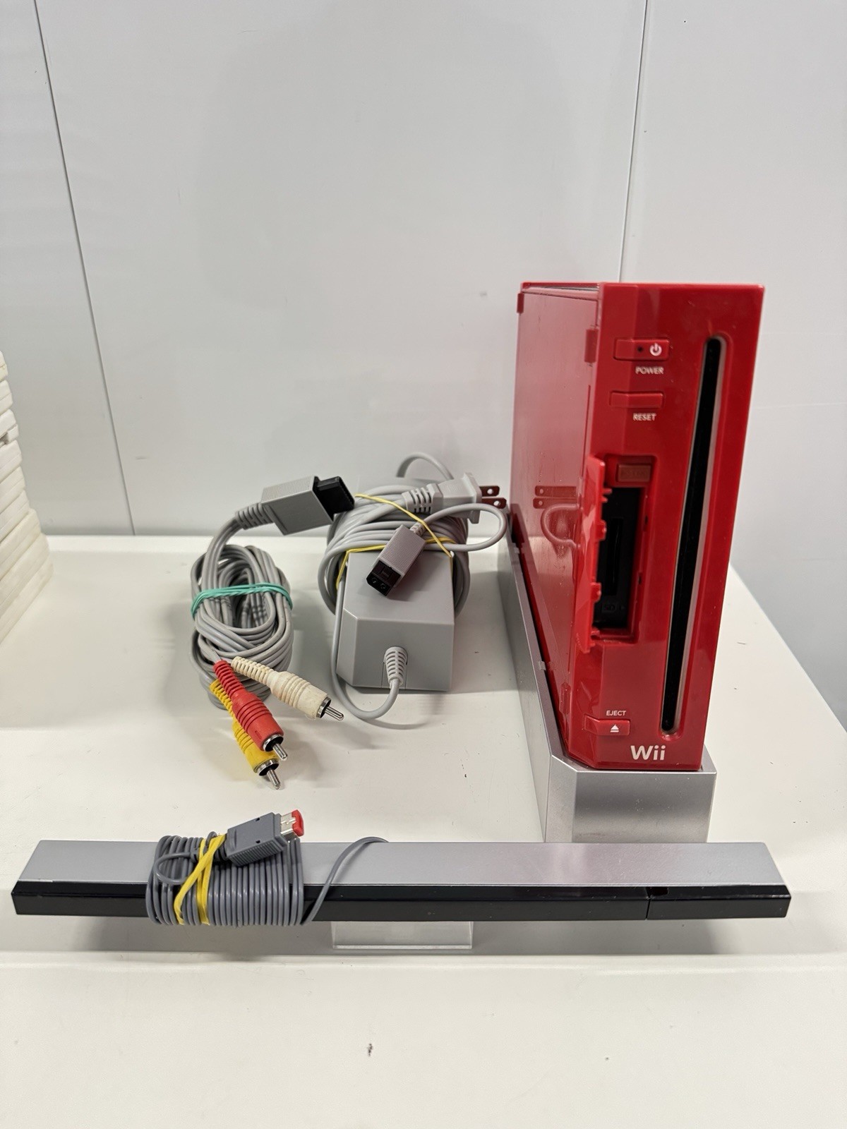 Nintendo Wii Red Console Bundle ‘ No Controllers ‘ 9 Games