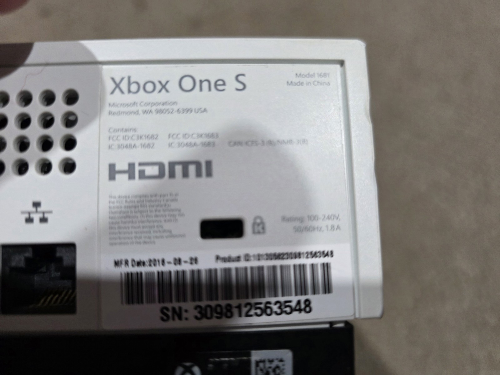 Xbox One S 500GB Model 1681 Console Bundle With 1 Controller – Tested- Working