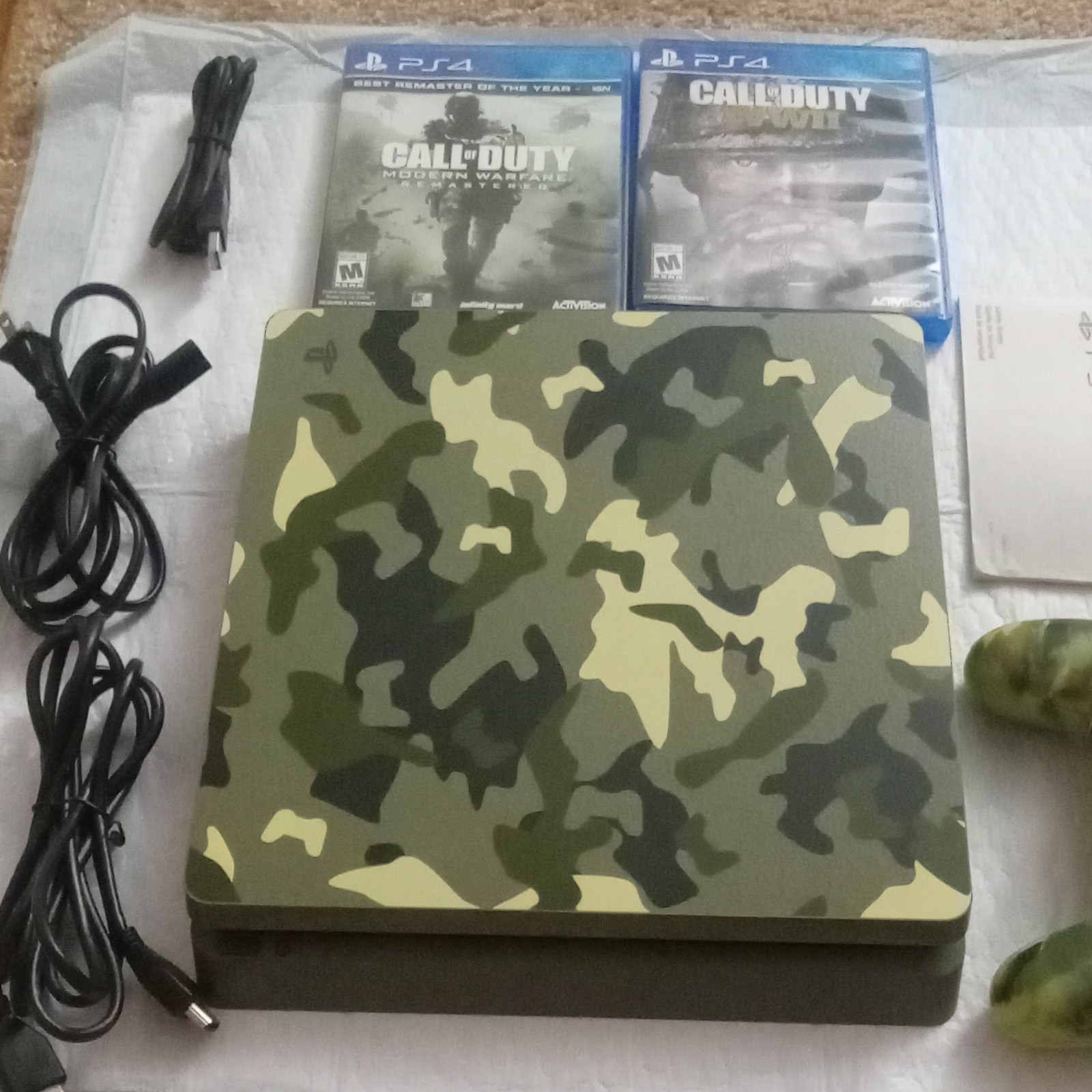 Sony PlayStation 4 Slim Green Camo Console HDMI Bundle w/ Call of Duty Games