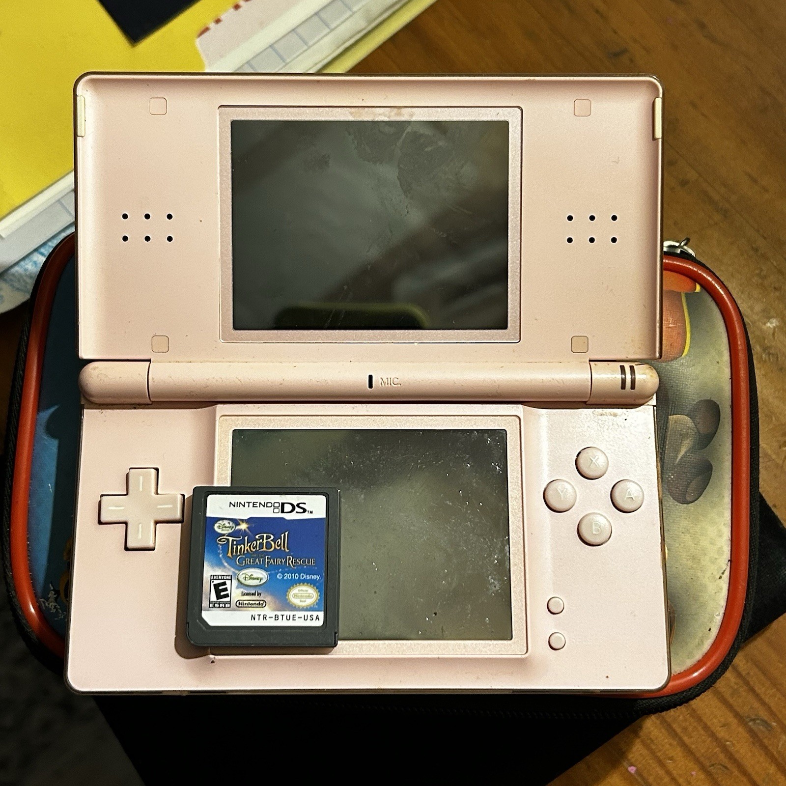 Nintendo DS Pink Handheld System. Working!! NO CHARGER!! Case & Game Included