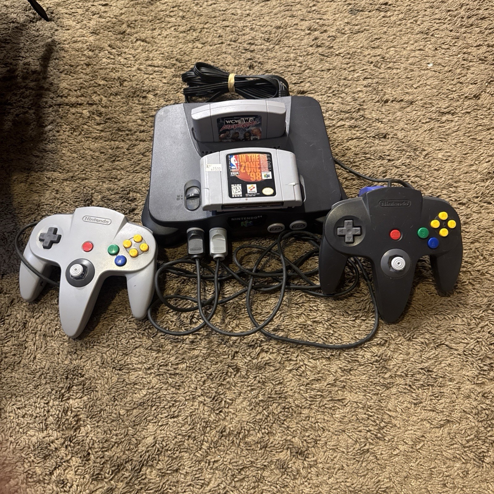 Nintendo 64 N64 Console Bundle 2 Controllers Untested No Power Cord W/ GAMES