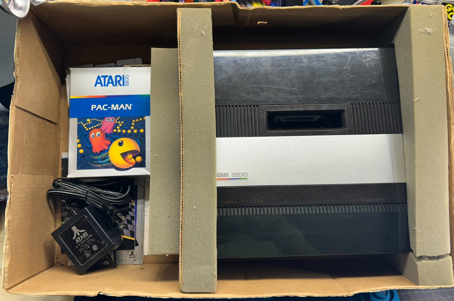Atari 5200 4 Port Console, Rebuilt Controller, Power Mod, 2 Games in Box TESTED