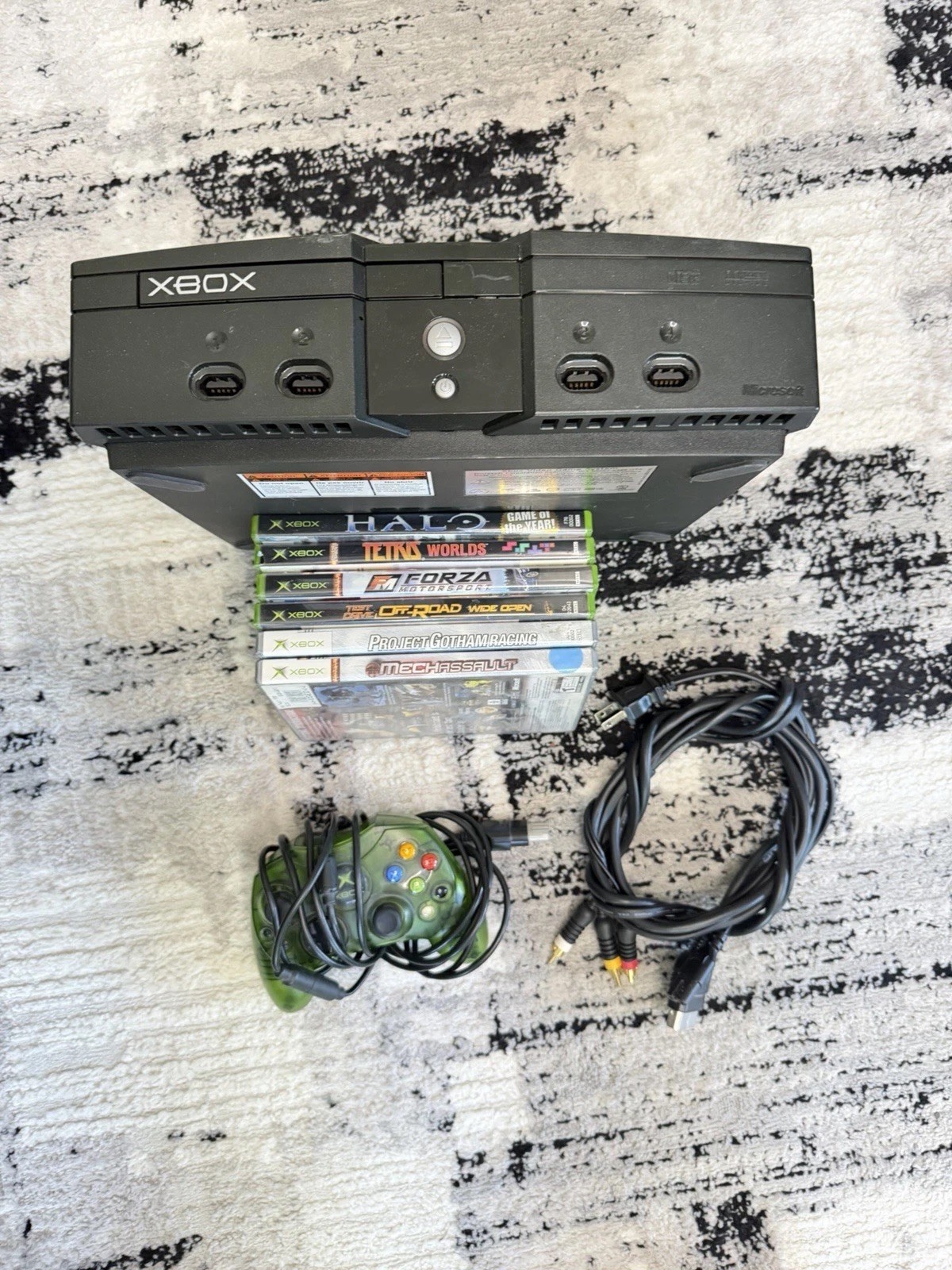 Microsoft Xbox Console Bundle w/ Controller, AV Cable & Games, Black NTSC 480p