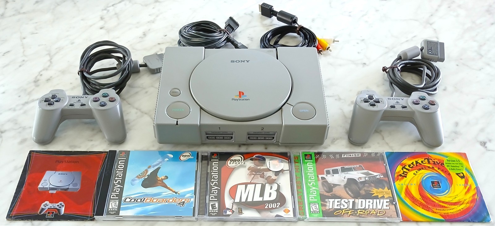 Sony PlayStation 1 PS1 Console Bundle w/Controllers & Games For Parts or Repair