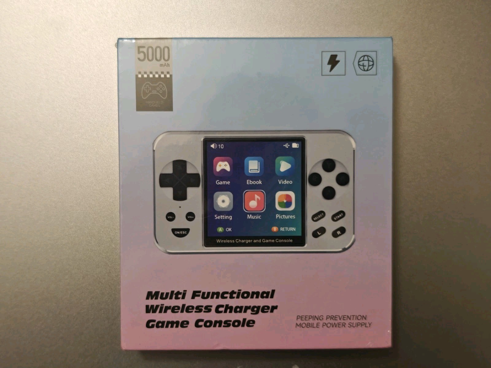 Multi Functional Wireless Charger Game Console, 5000mAh, 6000 Games