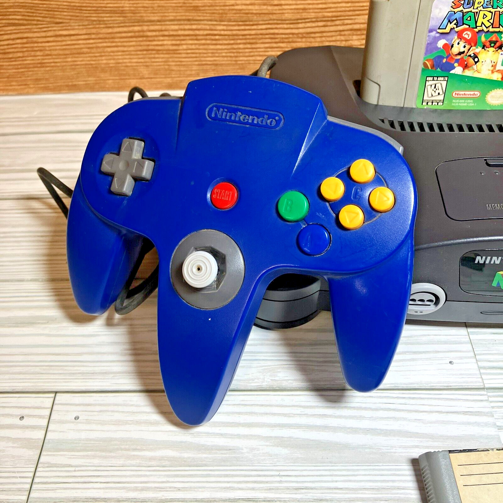 Nintendo 64 N64 System Console OEM Bundle Lot w/ Mario Game – No AV