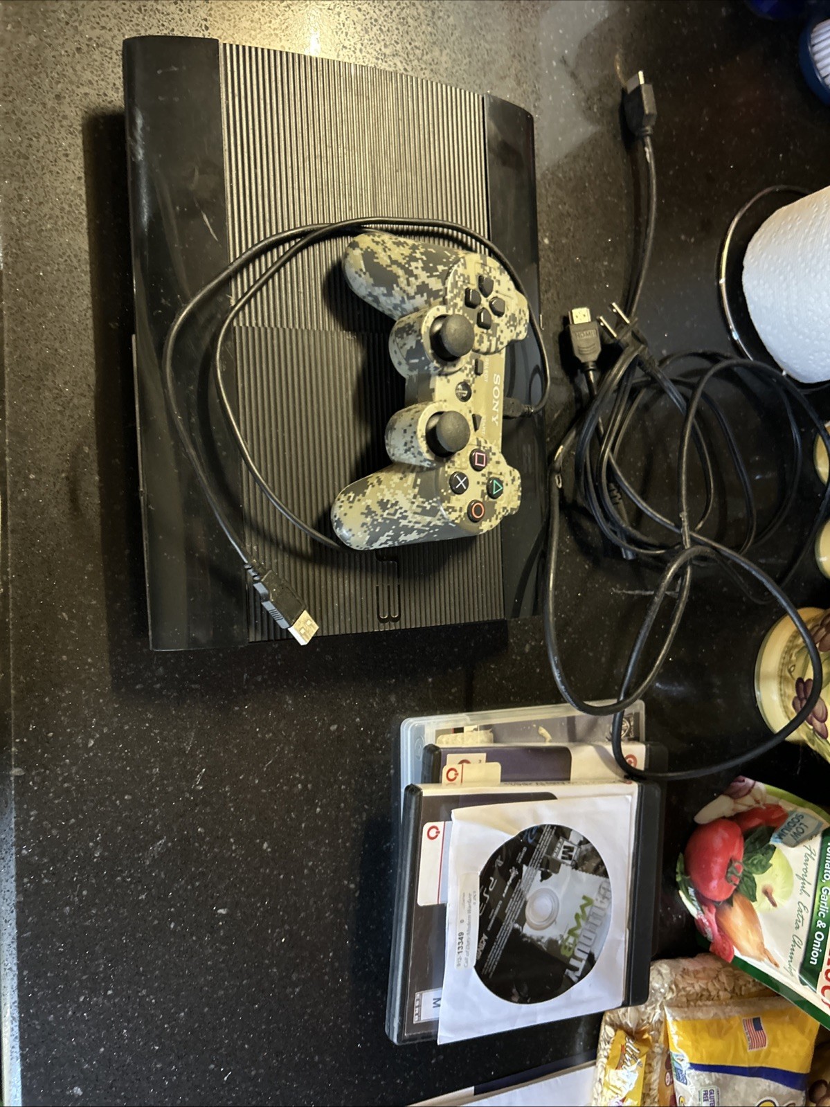 Sony PlayStation 3 Super Slim Black Console 500 GB with 4 Games and 1 Controller