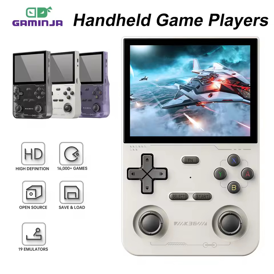 GAMINJA K36 Handheld Game Console 3.5Inch IPS 640×480 Screen Built in 64GB…